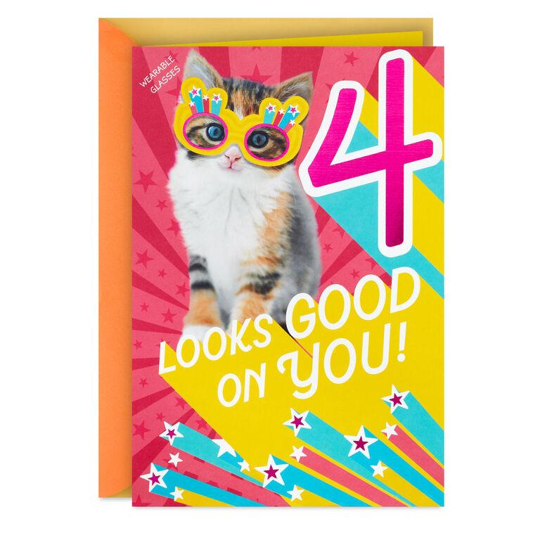hallmark Girl You Rule 4th Birthday Card With Wearable Sunglasses