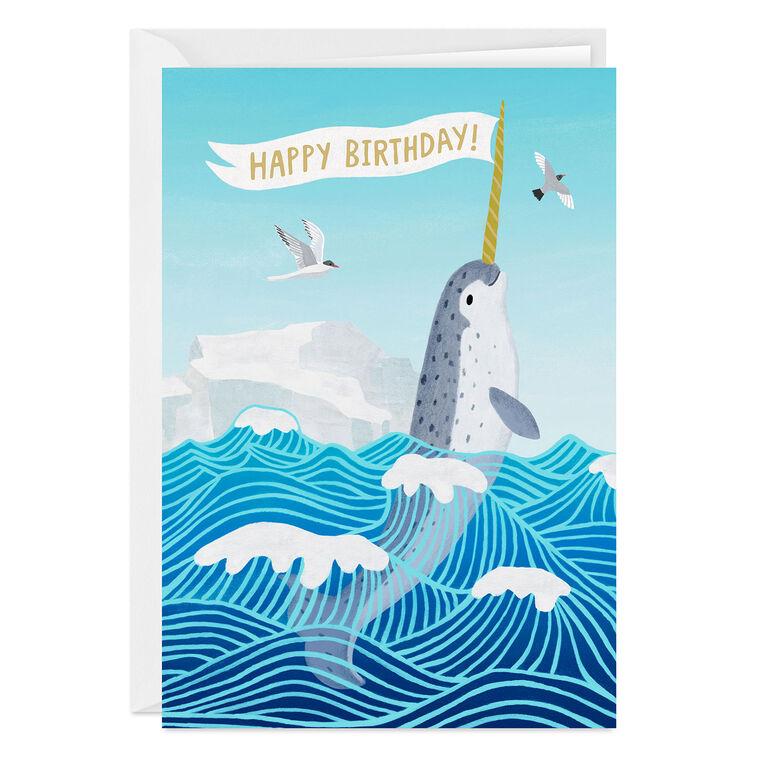 hallmark Glad You Exist Narwhal Custom Birthday Card