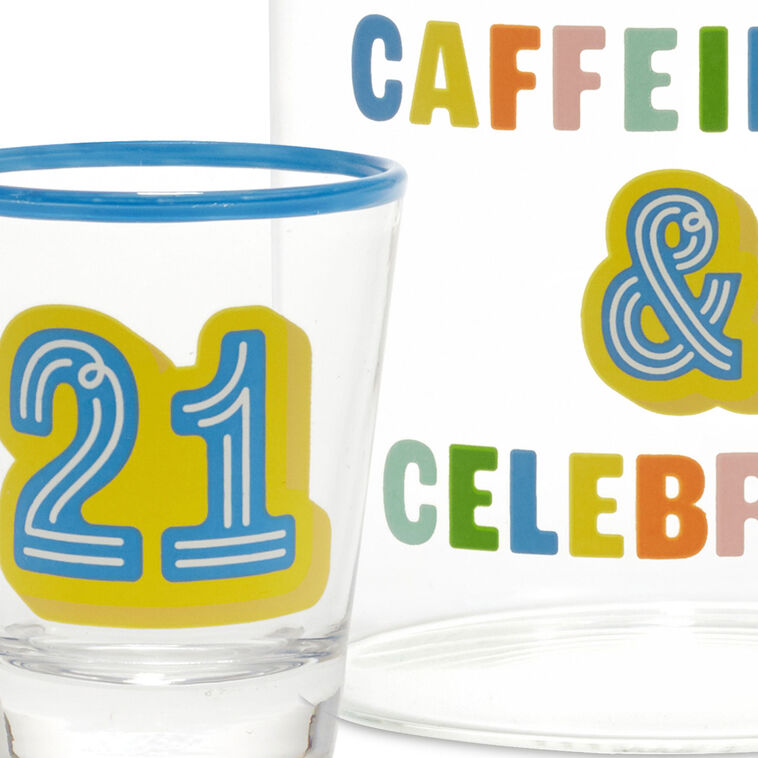 Hallmark Glass 21st Birthday Mug And Shot Glass Bundle