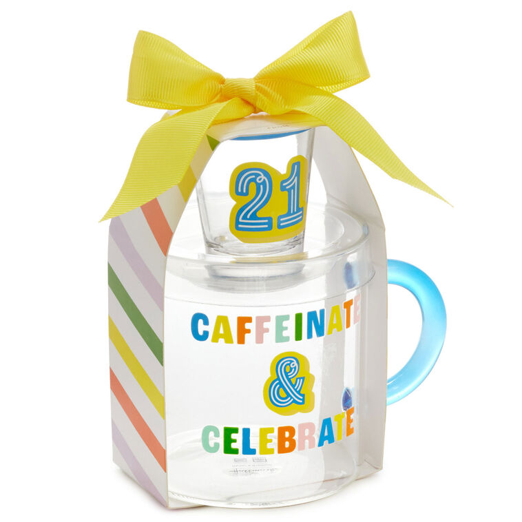 Hallmark Glass 21st Birthday Mug And Shot Glass Bundle