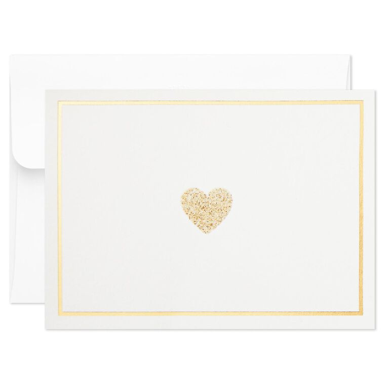 Hallmark Glittery Gold Hearts Blank Note Cards Box Of 10