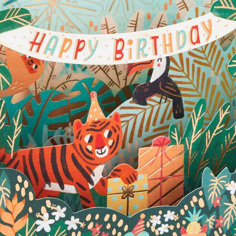 Hallmark Go Wild Jungle Animals 3D Pop-Up Birthday Card For Kids