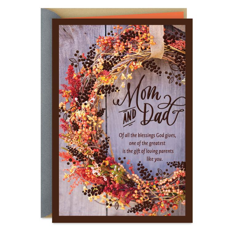 hallmark God Blessed Me With You Religious Thanksgiving Card for Mom and Dad