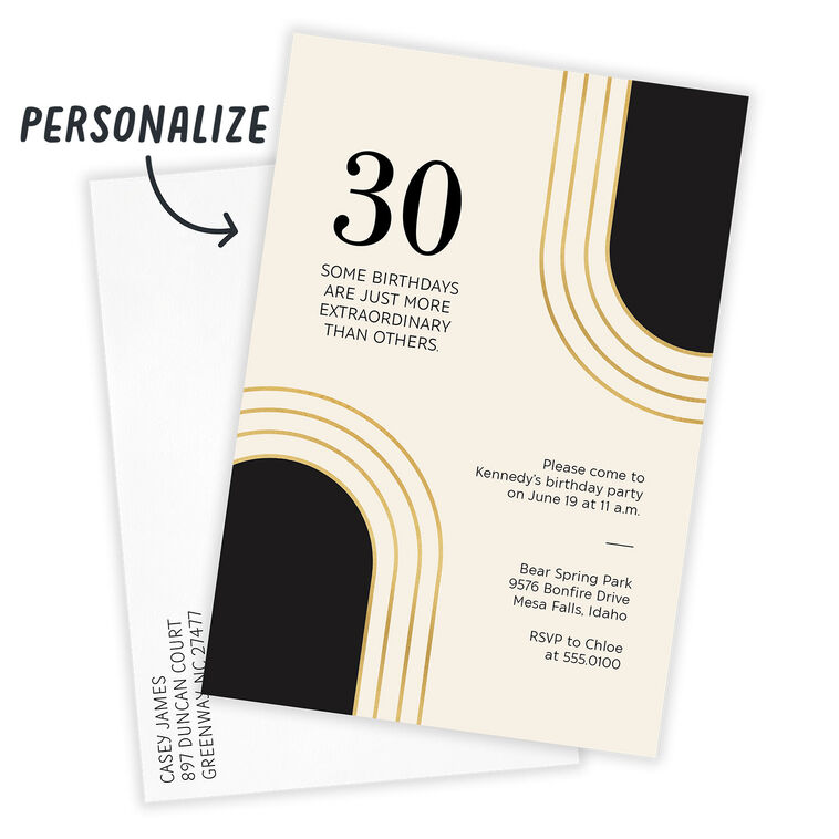 Hallmark Gold And Black Arches Milestone Party Invitation