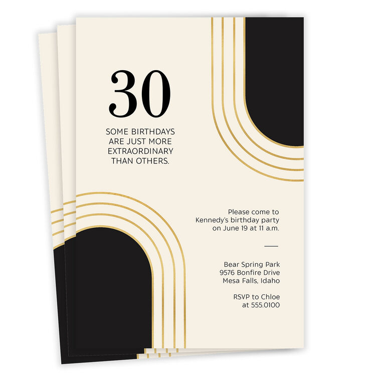 hallmark Gold and Black Arches Milestone Party Invitation