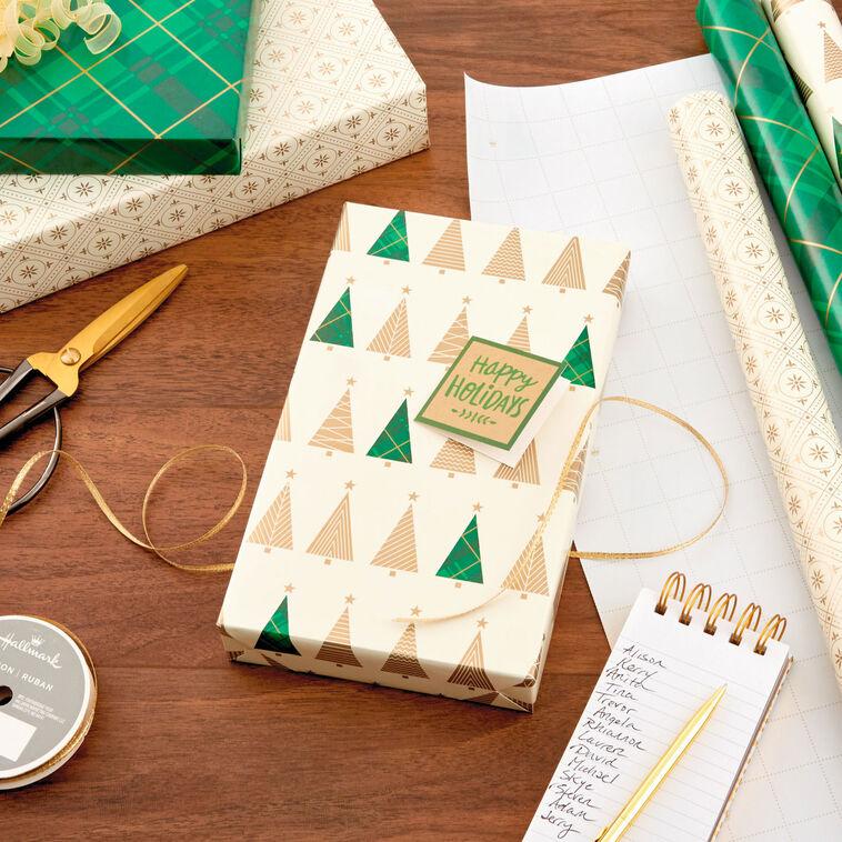 Hallmark Gold And Green 3-Pack Christmas Wrapping Paper Assortment 120 Sq. Ft