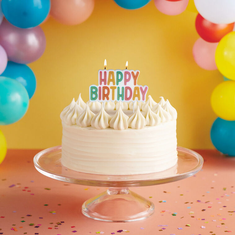 Hallmark Gold And Pastel Lettering Happy Birthday Candle