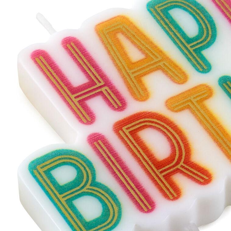 Hallmark Gold And Pastel Lettering Happy Birthday Candle