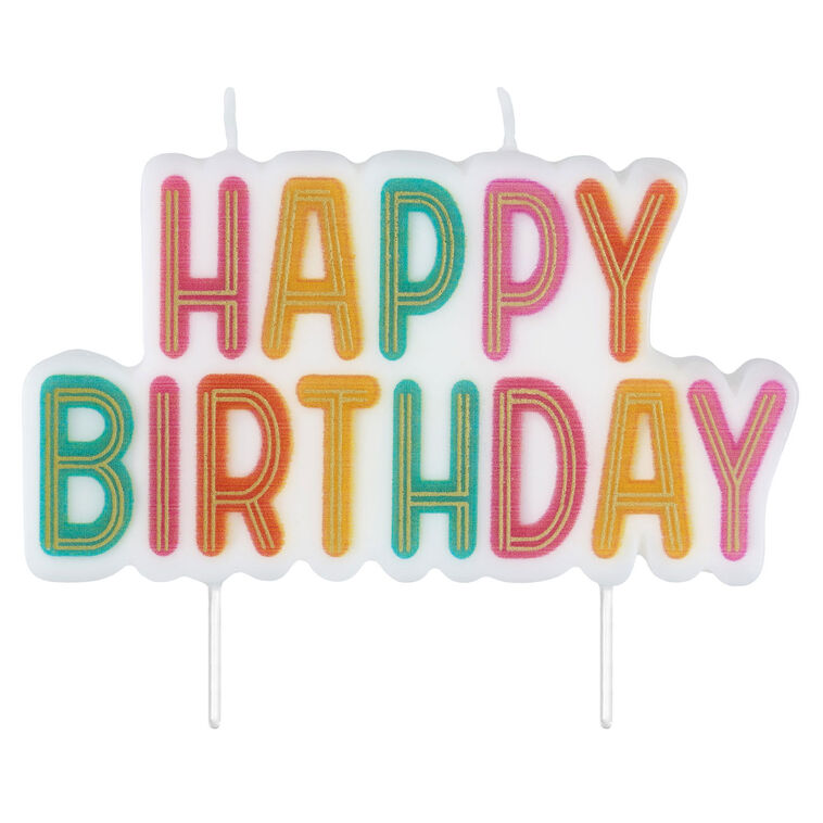 hallmark Gold and Pastel Lettering Happy Birthday Candle