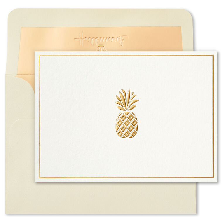 Hallmark Gold Bordered Pineapple Blank Note Cards Box Of 10