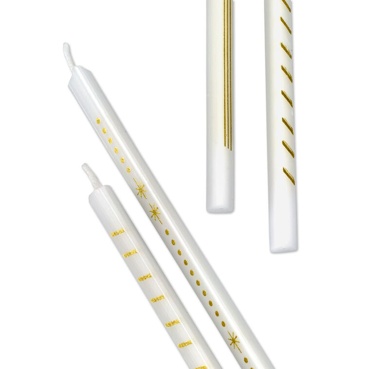 Hallmark Gold Designs On Ivory Tall Triangular Birthday Candles Pack Of 6