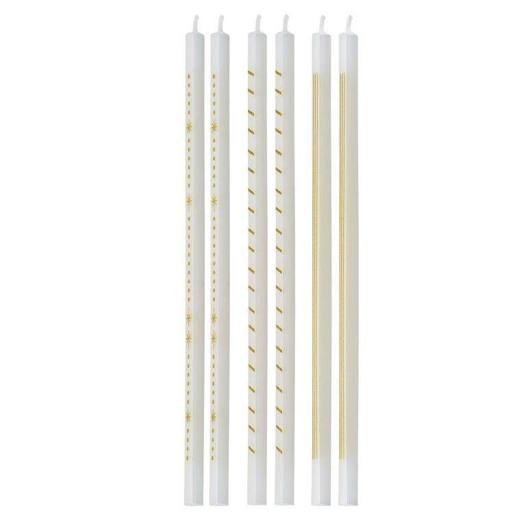 hallmark Gold Designs on Ivory Tall Triangular Birthday Candles Pack of 6