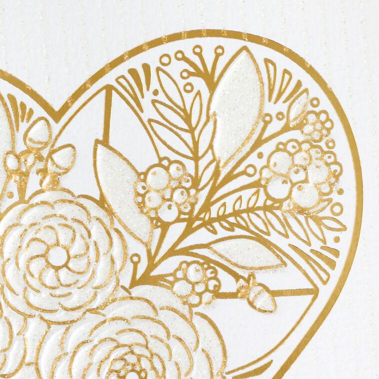 Hallmark Gold Floral Heart Congratulations Wedding Card