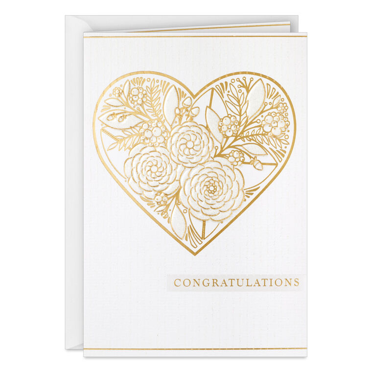 hallmark Gold Floral Heart Congratulations Wedding Card