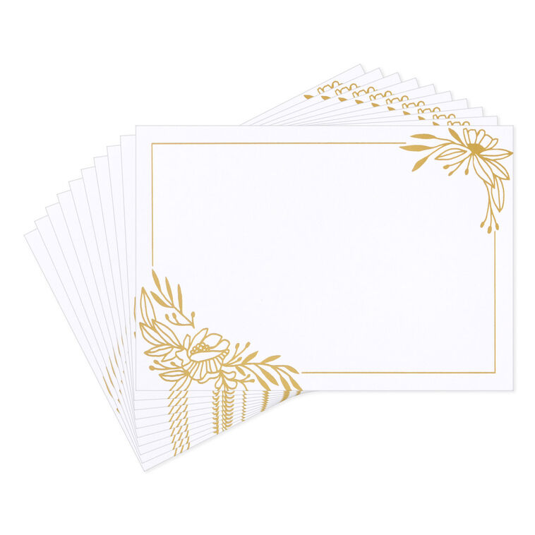 Hallmark Gold Floral Swags On White Flat Blank Notes Pack Of 10