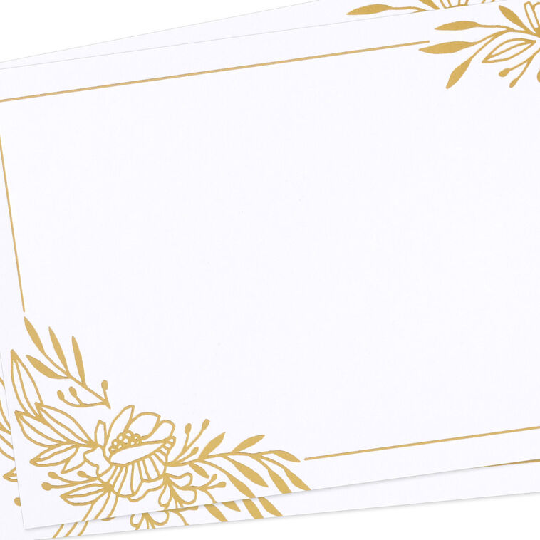 Hallmark Gold Floral Swags On White Flat Blank Notes Pack Of 10