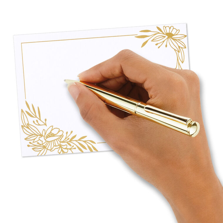 Hallmark Gold Floral Swags On White Flat Blank Notes Pack Of 10