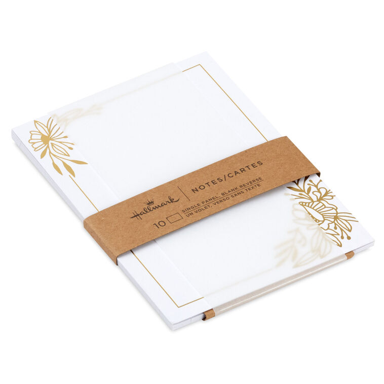 hallmark Gold Floral Swags on White Flat Blank Notes Pack of 10