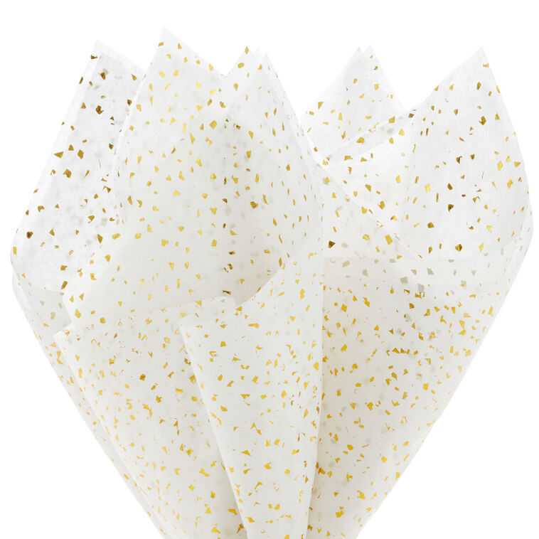 Hallmark Gold Foil Flecks On White Tissue Paper 4 Sheets