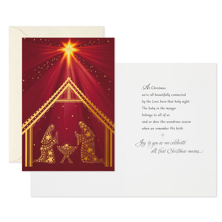 Hallmark Gold Foil Nativity Boxed Christmas Cards Pack Of 16