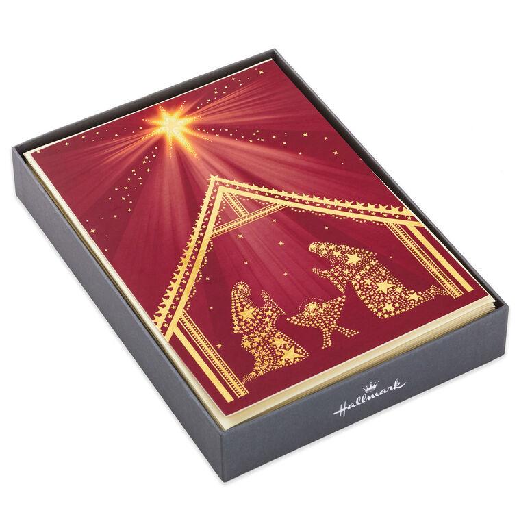 hallmark Gold Foil Nativity Boxed Christmas Cards Pack of 16