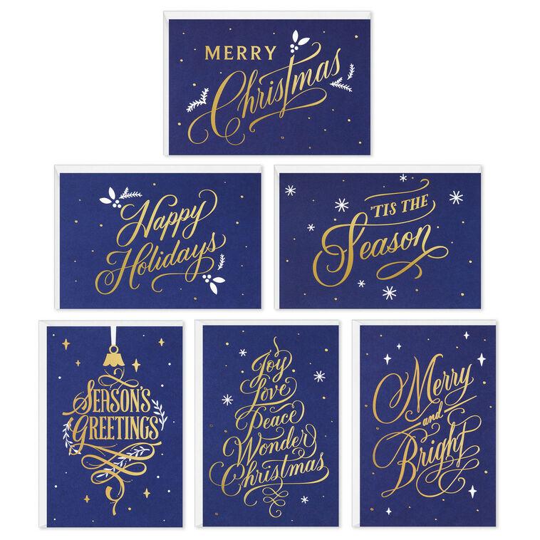 Hallmark Gold Foil On Navy Boxed Christmas Cards Assortment Pack Of 72