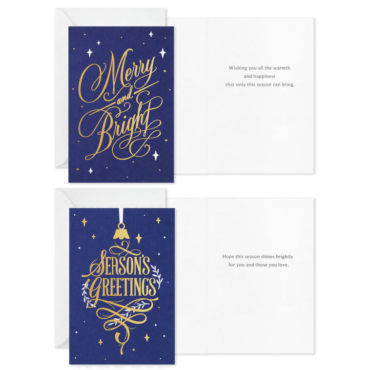 Hallmark Gold Foil On Navy Boxed Christmas Cards Assortment Pack Of 72
