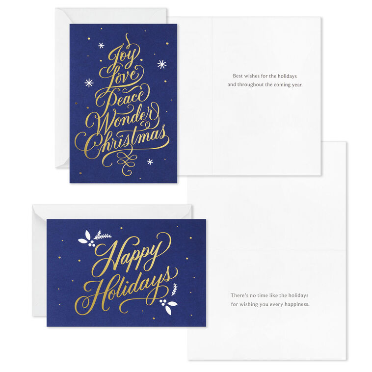Hallmark Gold Foil On Navy Boxed Christmas Cards Assortment Pack Of 72
