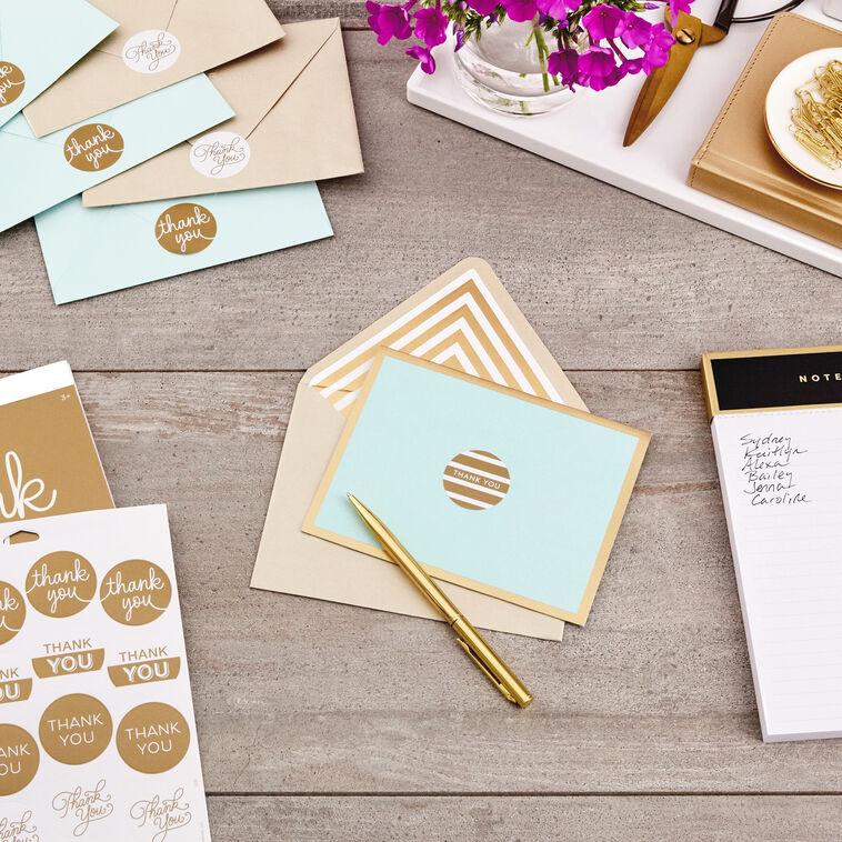 Hallmark Gold Foil Thank-You Sticker Seals 10 Sheets