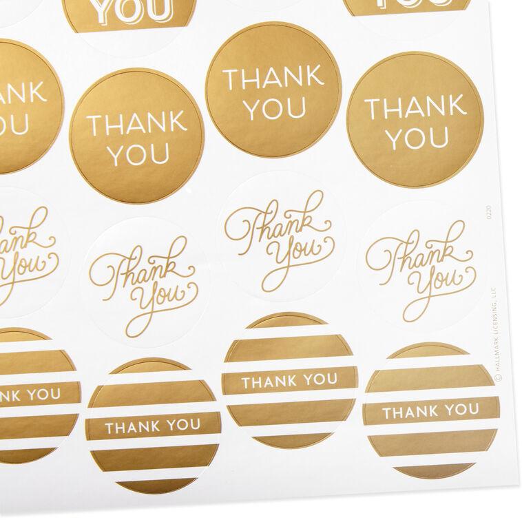 Hallmark Gold Foil Thank-You Sticker Seals 10 Sheets
