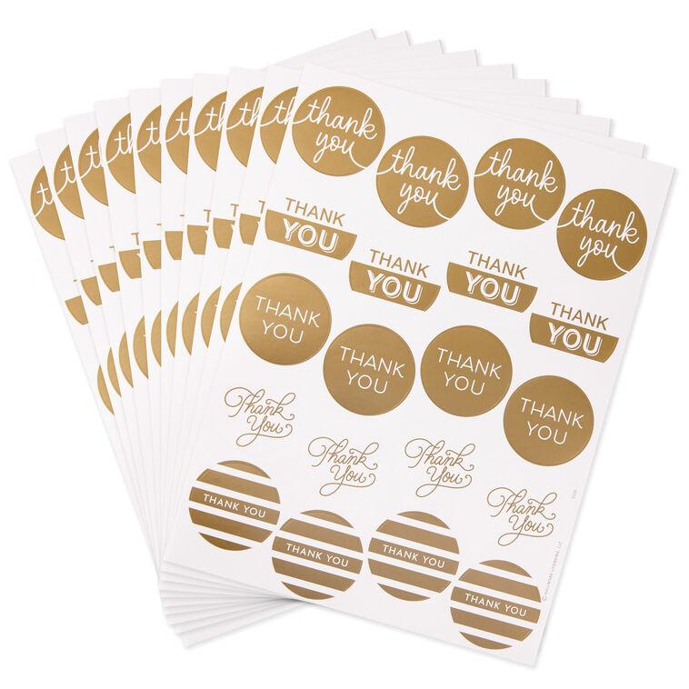 hallmark Gold Foil Thank-You Sticker Seals 10 sheets