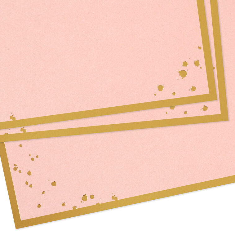 Hallmark Gold-Framed Pink Flat Blank Note Cards Pack Of 10