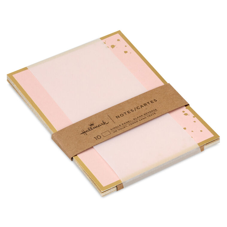 hallmark Gold-Framed Pink Flat Blank Note Cards Pack of 10