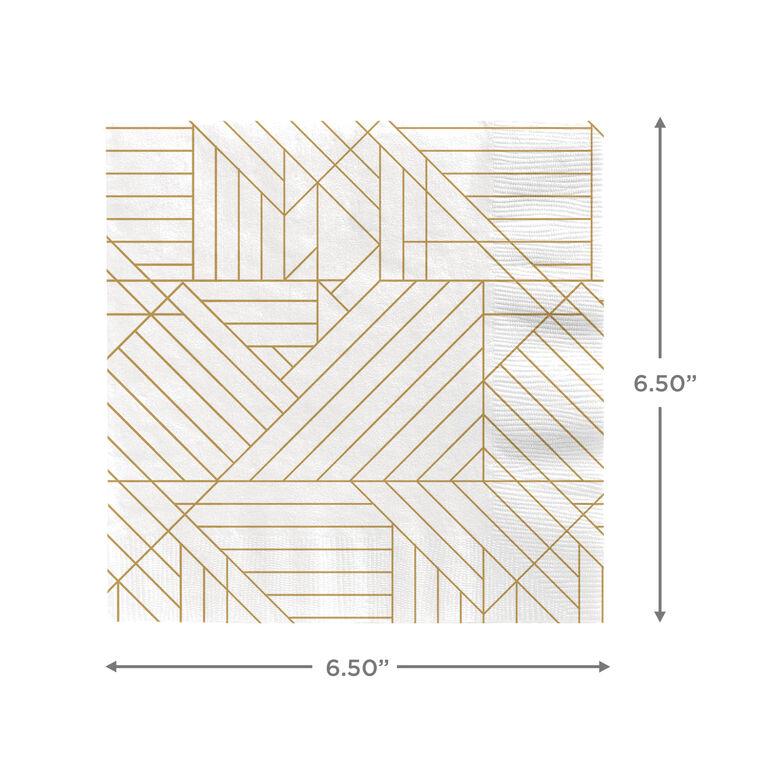 Hallmark Gold Geometric On Ivory Dinner Napkins Set Of 16
