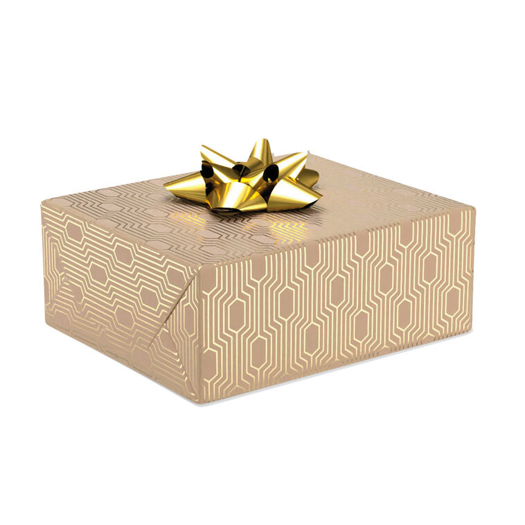 Hallmark Gold Geometric On Kraft Wrapping Paper Roll 15 Sq. Ft