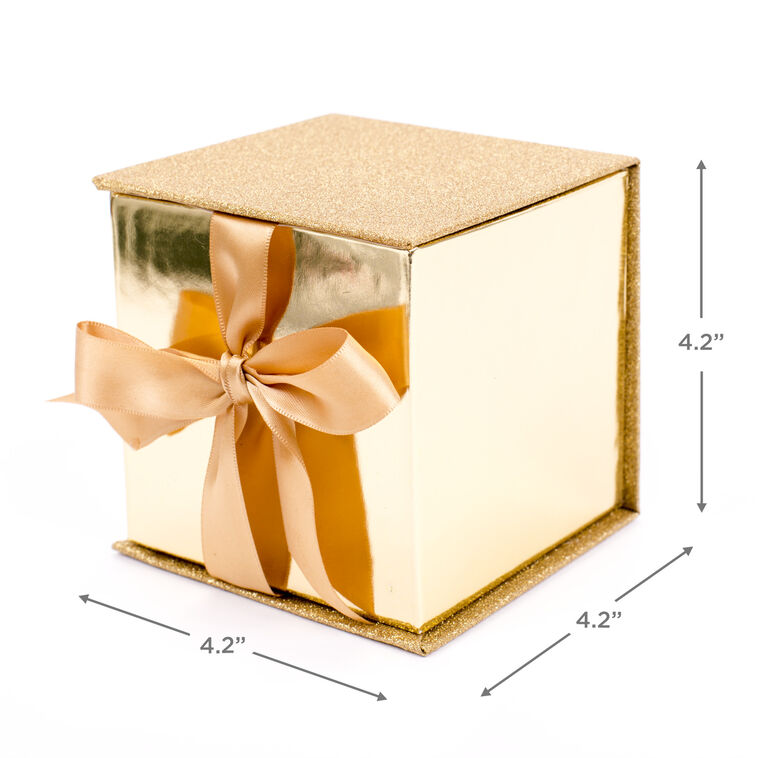 Hallmark Gold Glitter 4x4 Small Gift Box With Shredded Paper Filler