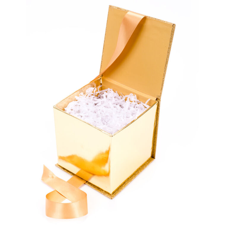 Hallmark Gold Glitter 4x4 Small Gift Box With Shredded Paper Filler