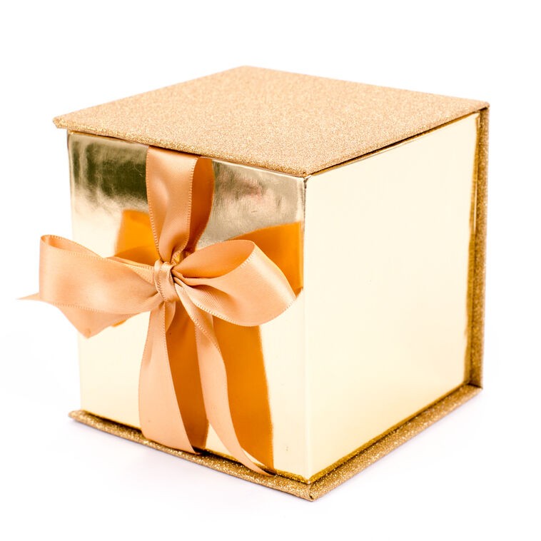hallmark Gold Glitter 4x4 Small Gift Box With Shredded Paper Filler