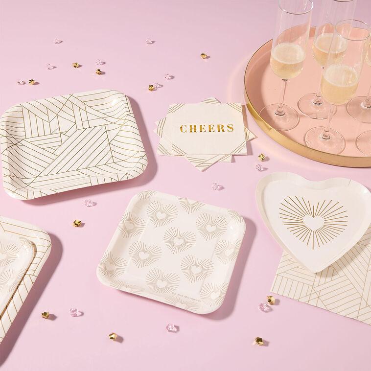 Hallmark Gold Hearts On Ivory Square Dessert Plates Set Of 8