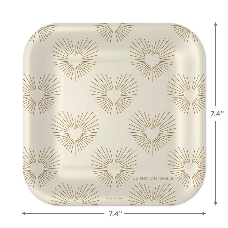 Hallmark Gold Hearts On Ivory Square Dessert Plates Set Of 8