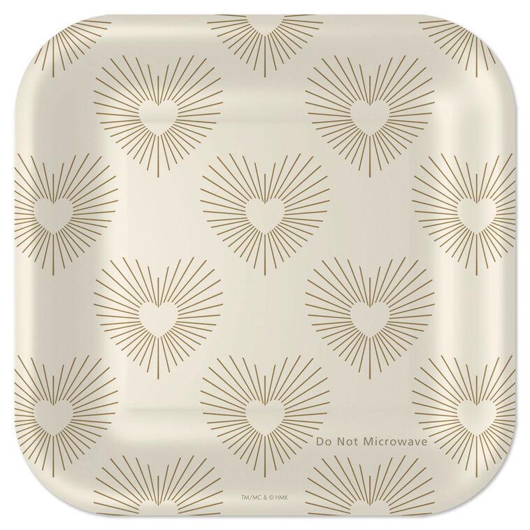 hallmark Gold Hearts on Ivory Square Dessert Plates Set of 8