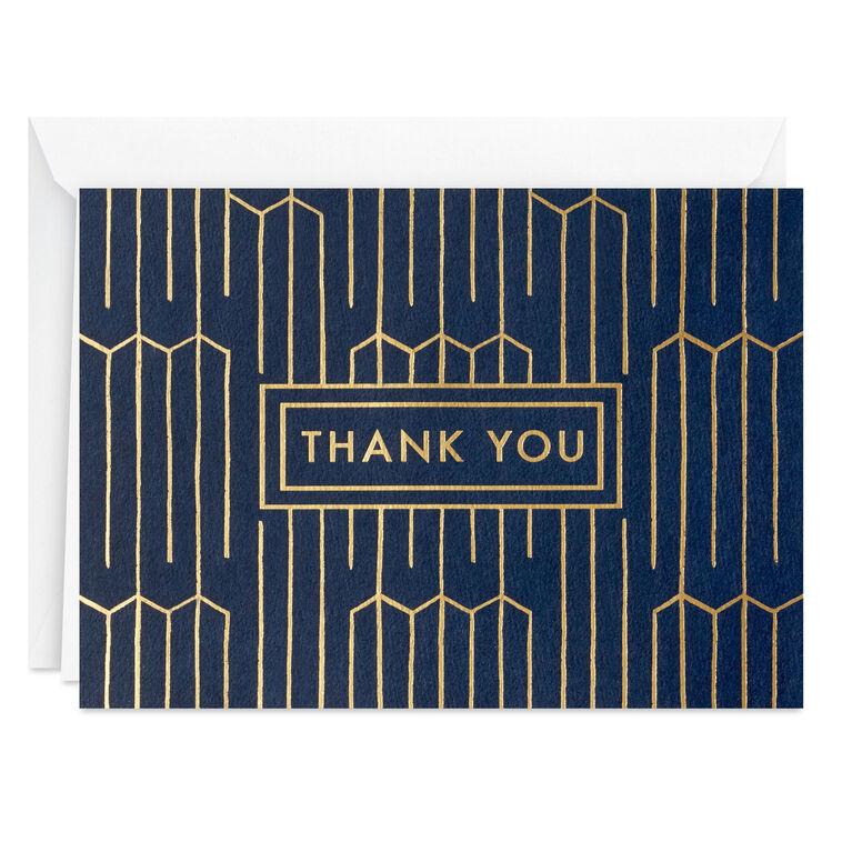 Hallmark Gold Lines On Navy Boxed Thank-You Notes Pack Of 40