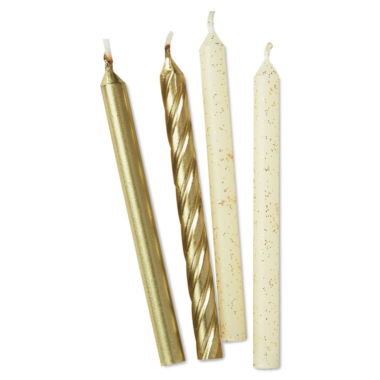 hallmark Gold Matte Spiral and Glitter Birthday Candles Set of 16