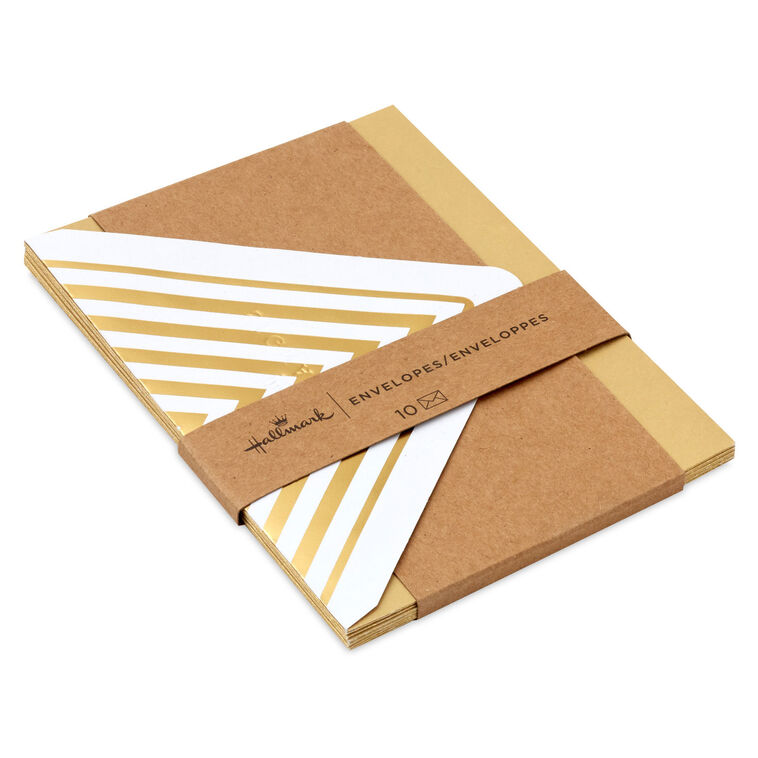 Hallmark Gold Metallic Designed Envelopes Pack Of 10