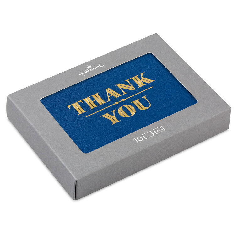 hallmark Gold on Navy Blank Thank You Notes Pack of 10