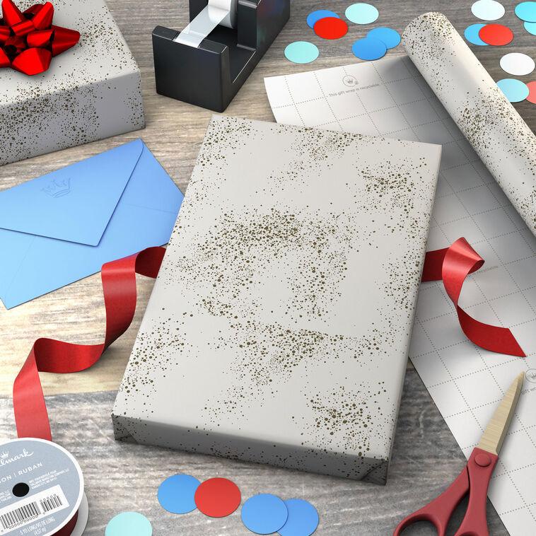 Hallmark Gold Paint Splatter On Cream Wrapping Paper 20 Sq. Ft