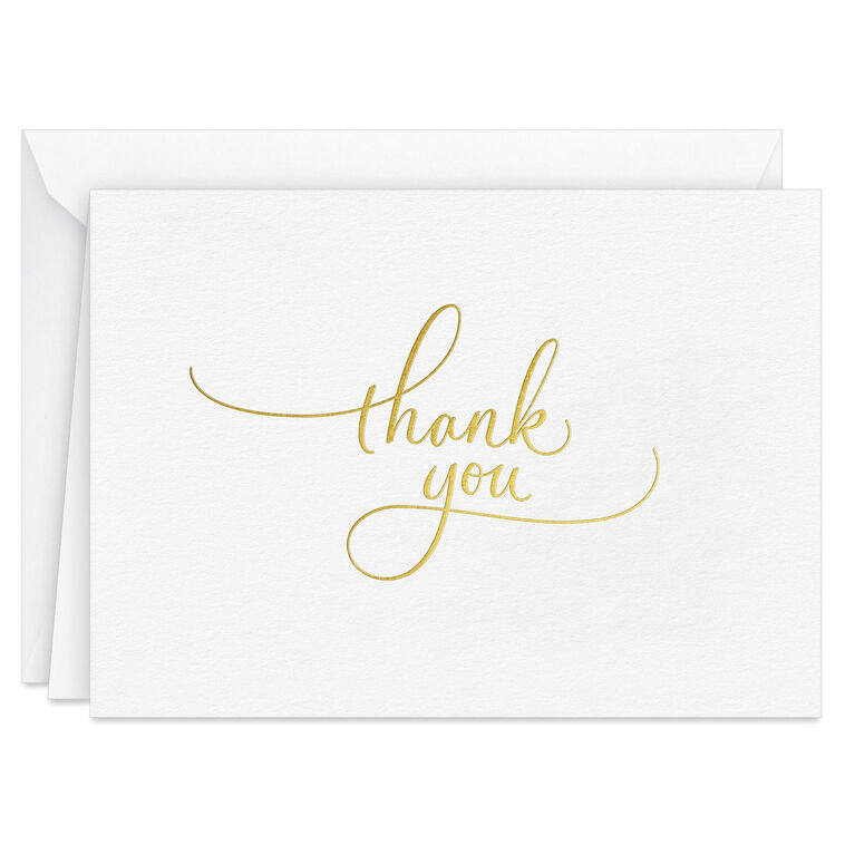Hallmark Gold Script On White Blank Thank You Notes Pack Of 10