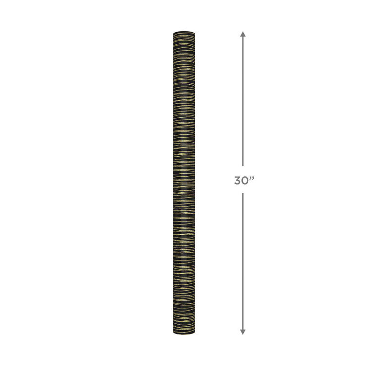 Hallmark Gold Stripes On Black Wrapping Paper 17.5 Sq. Ft