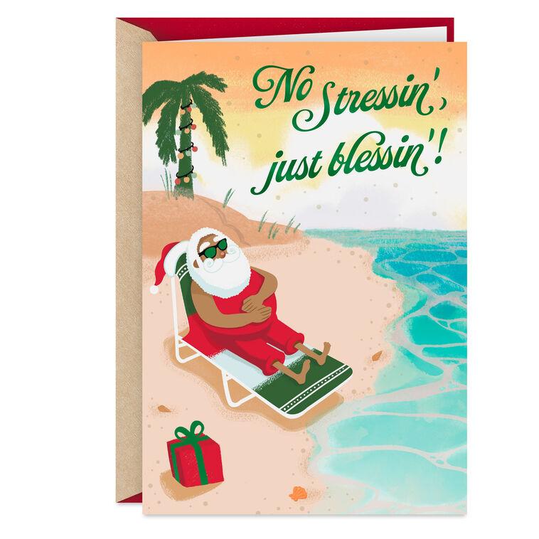 hallmark Good Vibes Santa on the Beach Christmas Card
