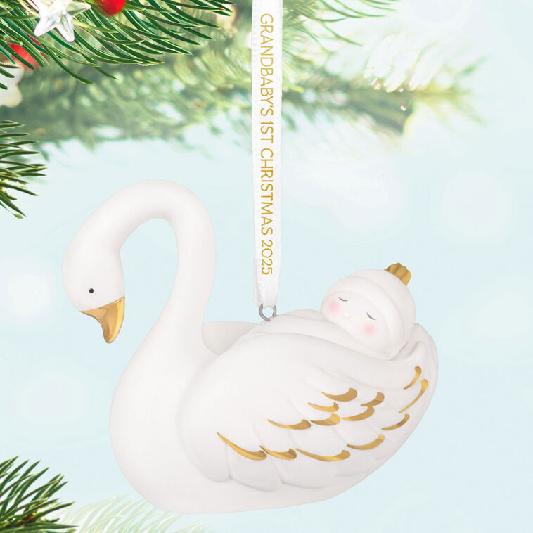 Hallmark Grandbaby's First Christmas Swan 2025 Porcelain Ornament